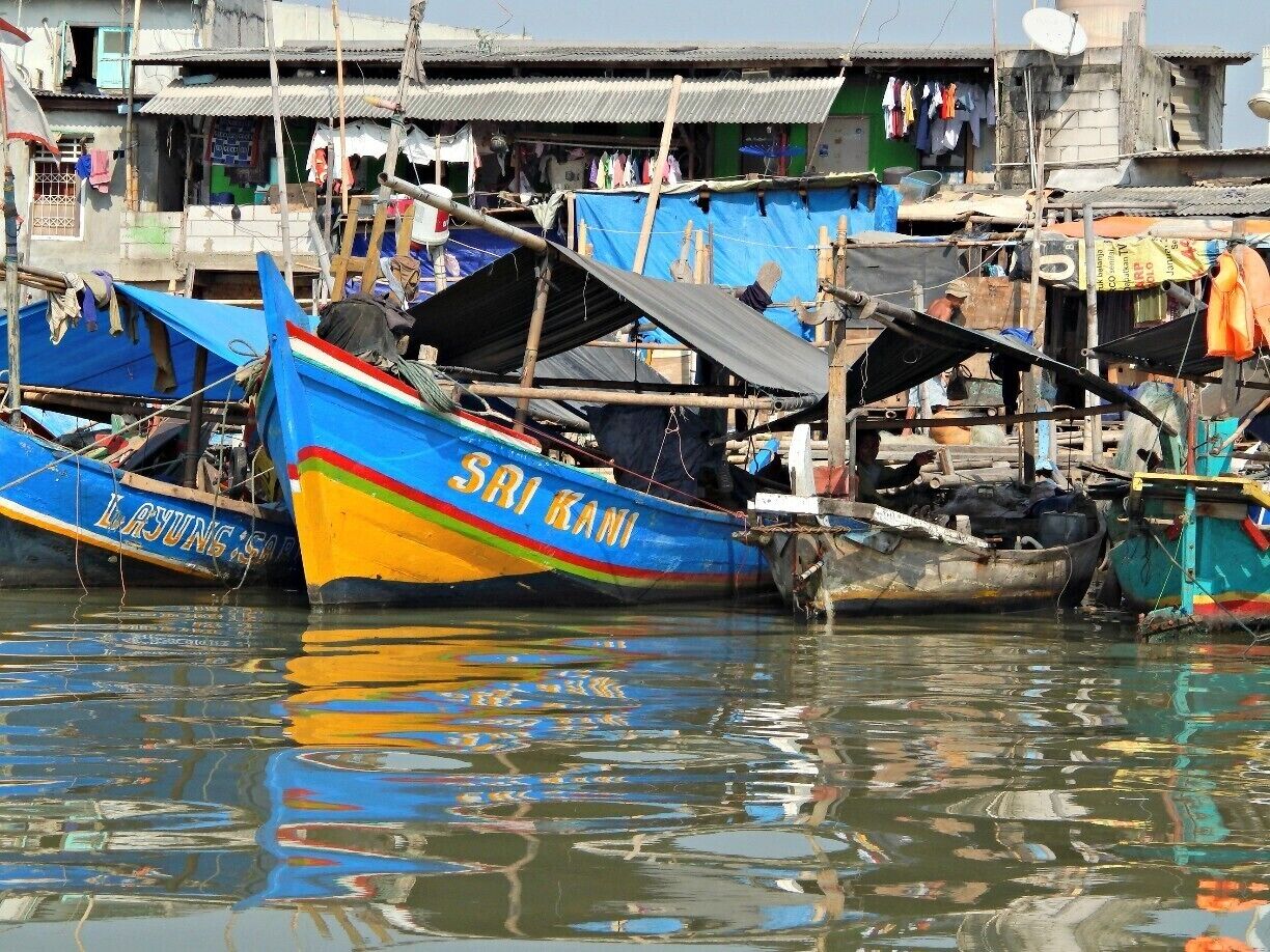 Fishing village near the old city in Jakarta, Indonesia. 