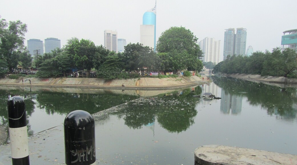 The waterways around Jakarta and absolutely filthy, no other word for it. Those responsible for city infrastructure either cannot cope or do not try hard enough. You'll see people swimming in here. Look at the smart new buildings behind. What a contrast! #water