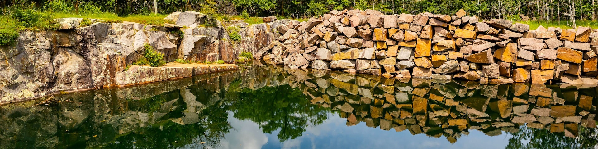 Scenic Rocky Pond at Quarry Park