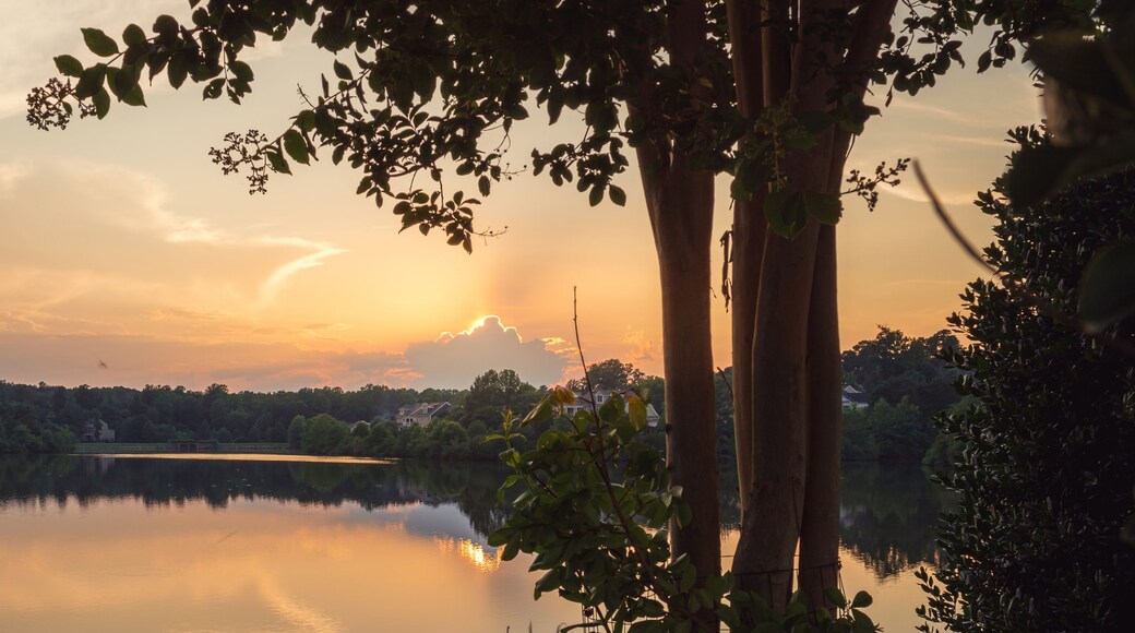 Sunset by the Cary Park Lake on a summer day