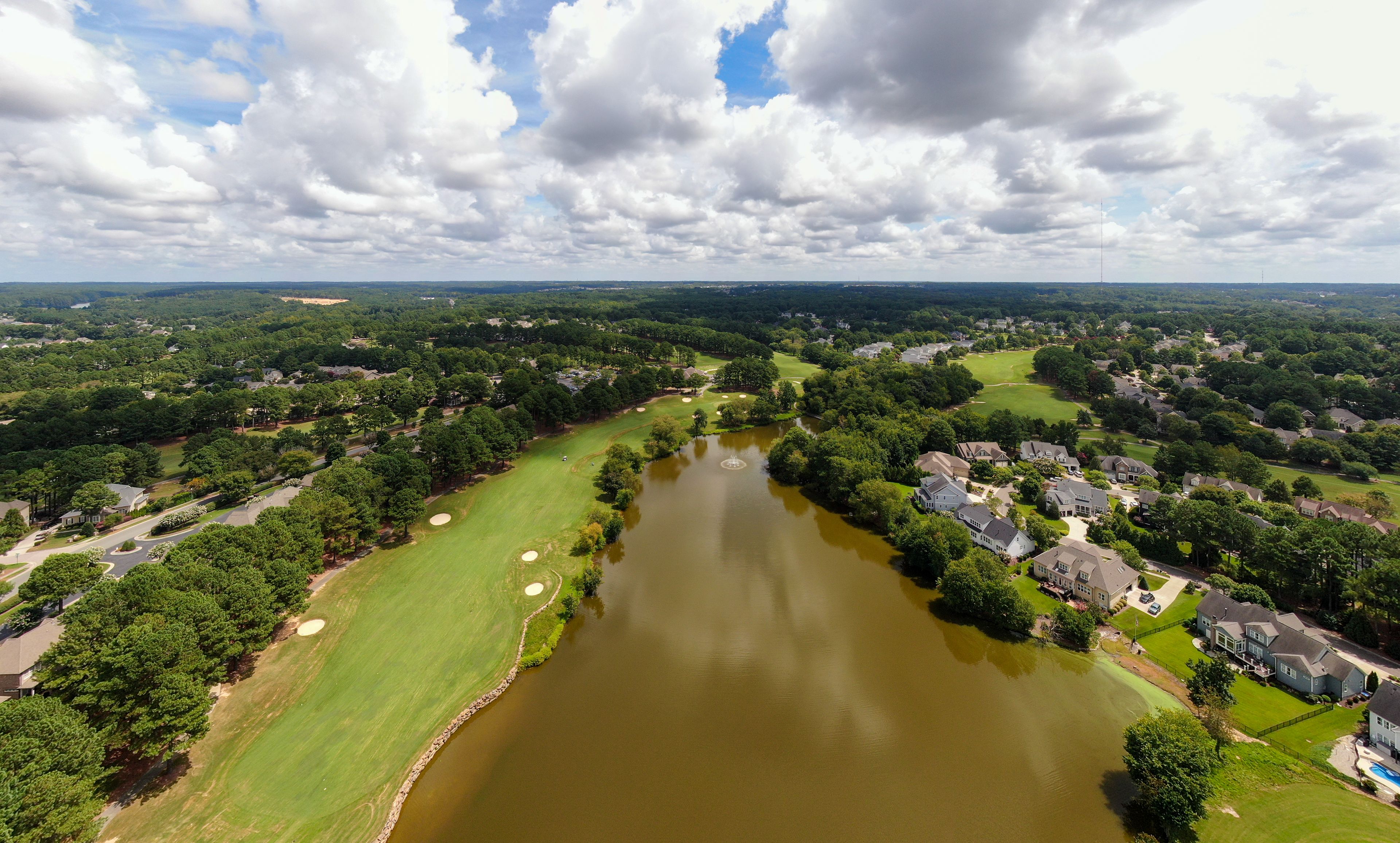 Sunny Daytime Drone Images of the Heritage Section Of Wake Forest North Carolina. 