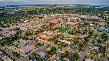 Aerial View of Jamestown, North Dakota along Interstate 94