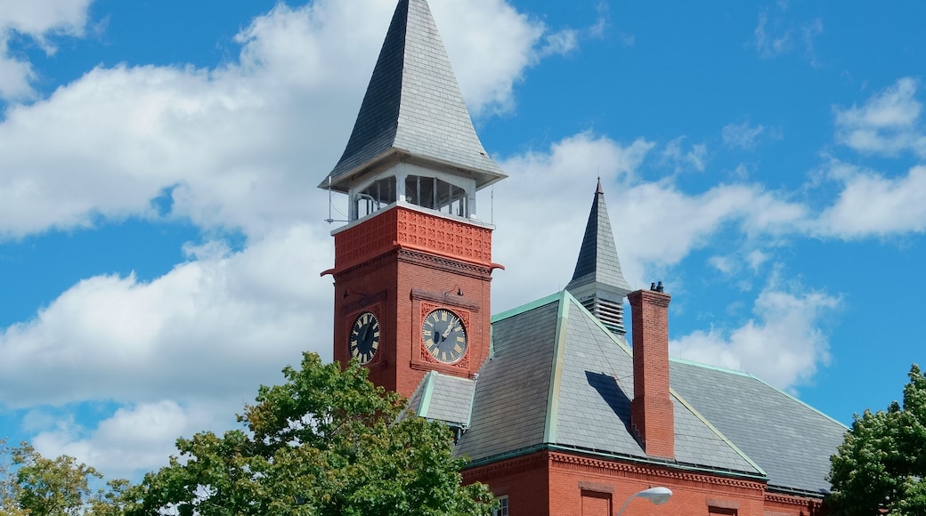 Clock tower of old town hall Walpole MA USA