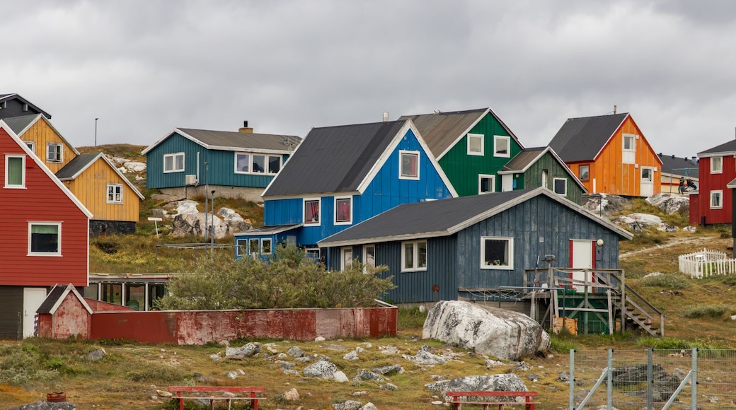 Nanortalik town, village of multicolor houses in south Greenland