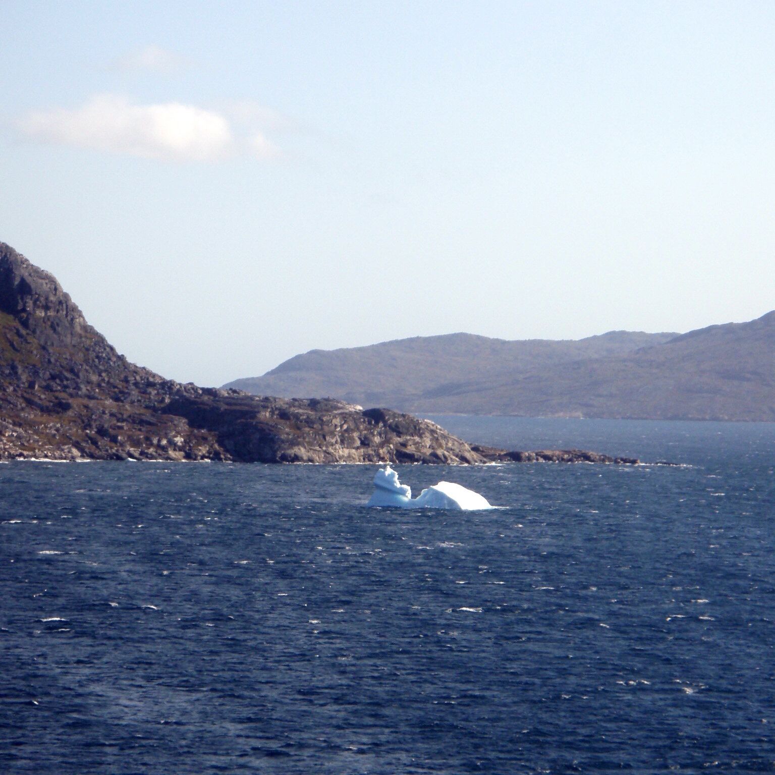 Tiny glacier piece floating in Nanortalik Bay. Wow, was it ever cold and windy.