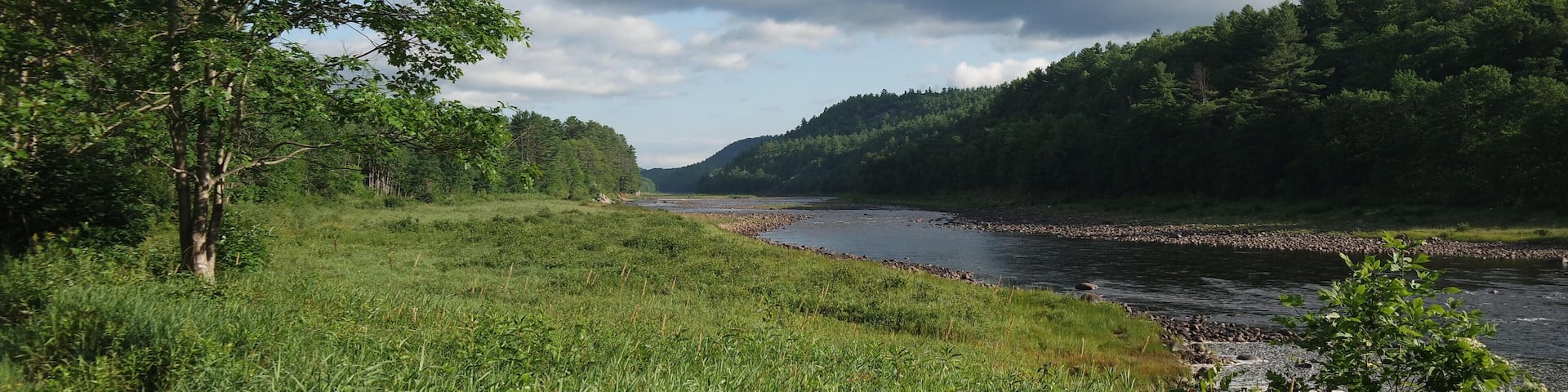 GF0Y54 The Upper Hudson River in summer. Warrensburg, NY.