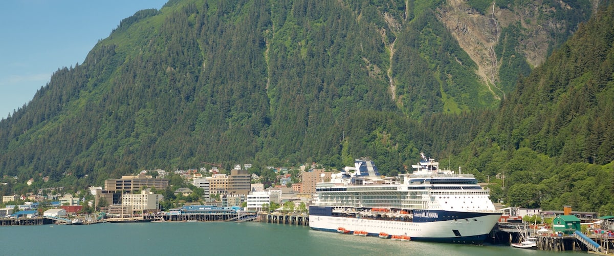 Juneau featuring a coastal town, mountains and cruising