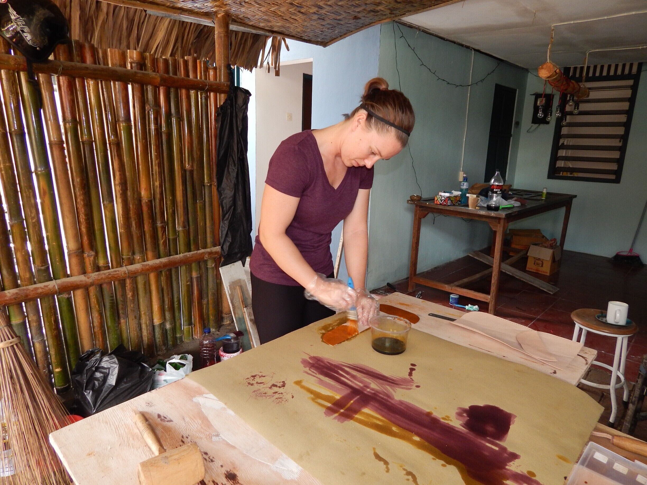 Jogja is full of arts and culture. Kaula Leather Workshop is amazing! For $30usd/day, including all materials, you get to learn the process of making leather goods from step 1. You start with a huge piece of plain brown leather. Draw your product, (with the help of the professional,) cut it out, dye your leather, and piece it all together. I made an amazing purse, which took about 7 hours, not including a break for lunch. 

I highly recommend Kaula Leather Workshop if you are into arts and crafts. You can make purses, wallets, shoes, jewelry, etc. 

There is also a hostel on the grounds for around $10usd per night. 