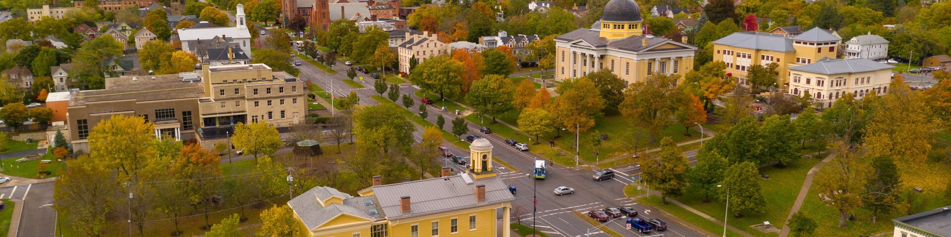 Over Rochester Street Downtown Canandaigua New York Ontario County Courthouse