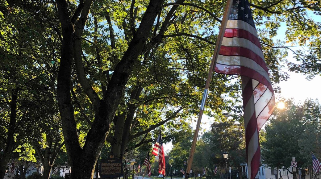 Flags on display at the end of a beautiful day.