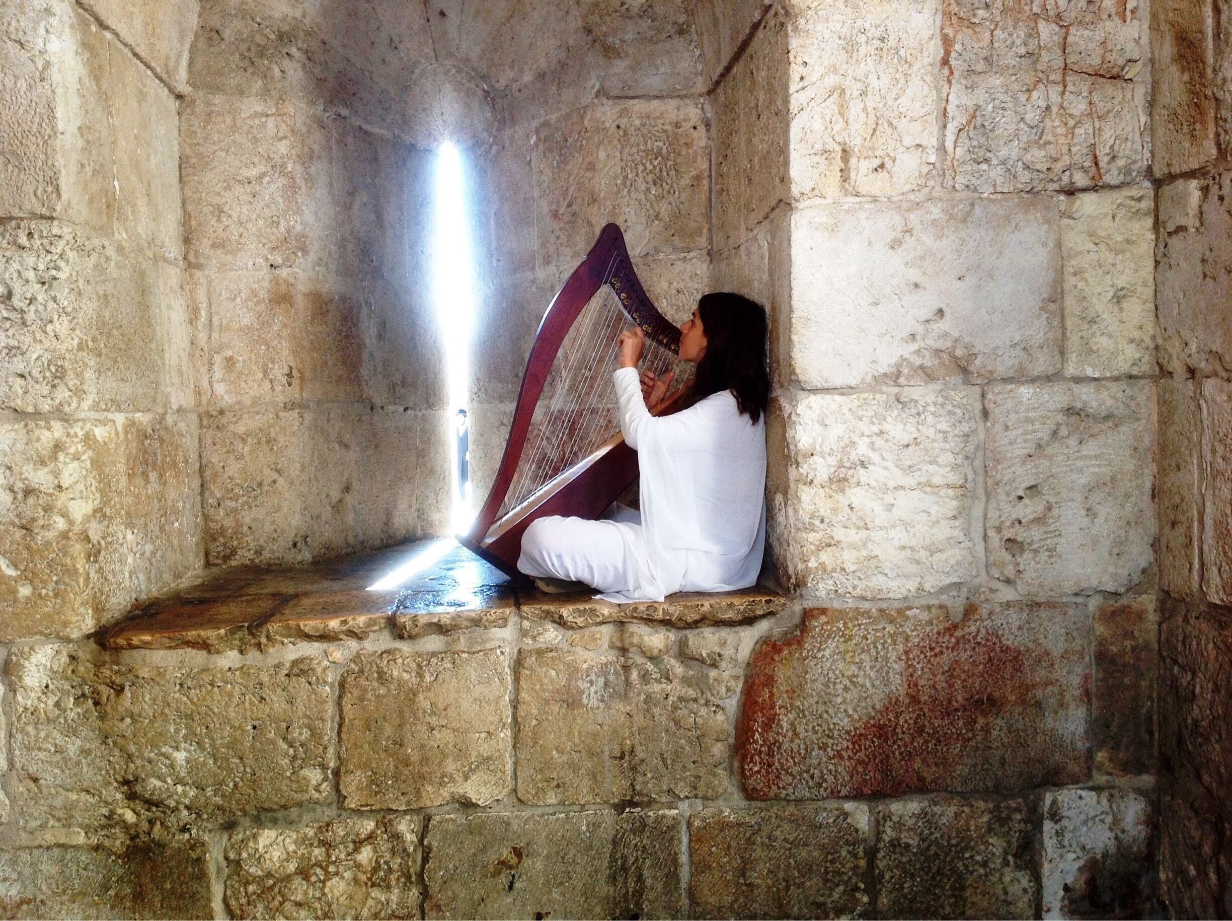 Just inside the Jaffa Gate to Old Jerusalem, I encountered this young lady playing a harp. It was heavenly!