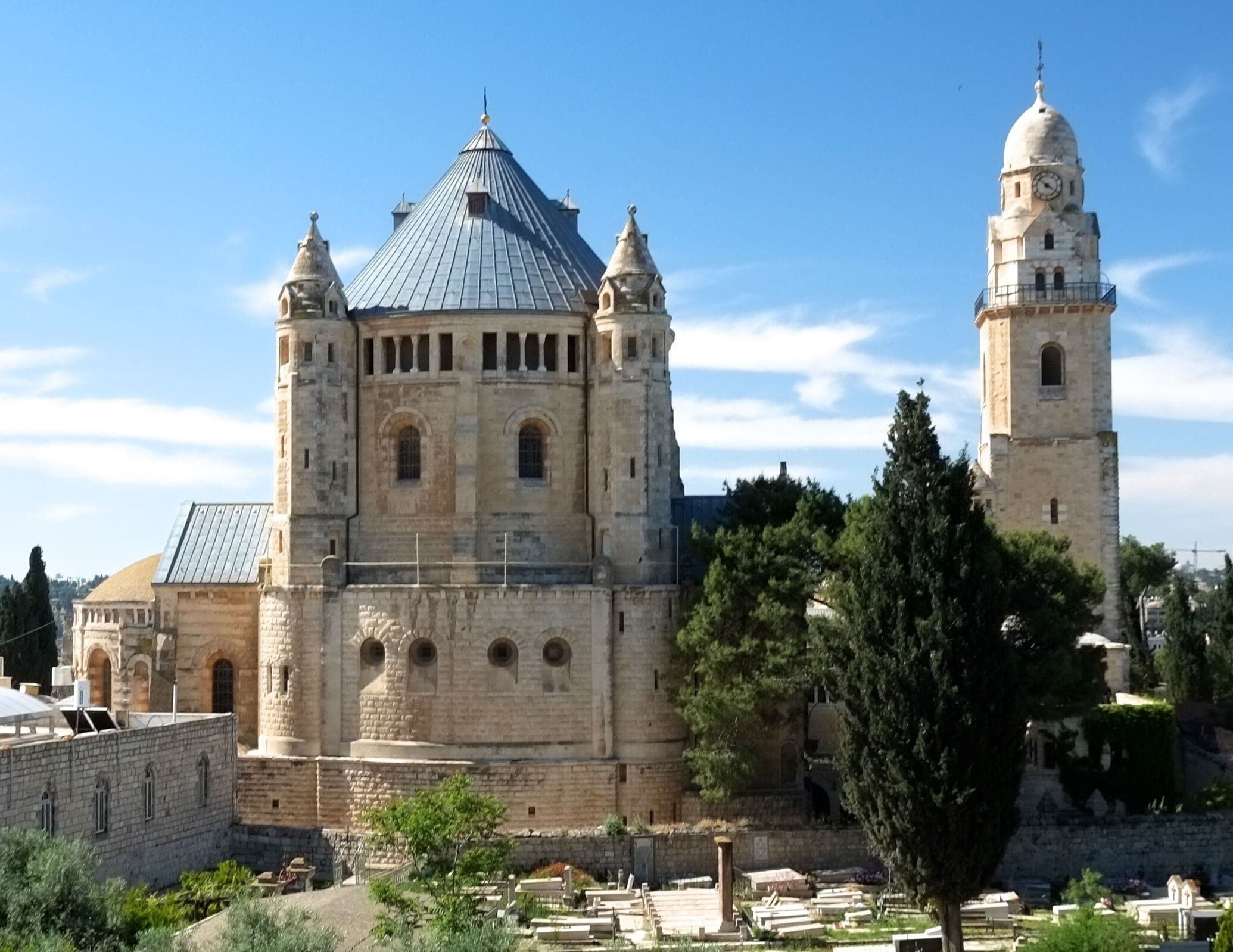 Abbey of the Dormition is an abbey and the name of a Benedictine community in Jerusalem on Mt. Zion just outside the walls of the Old City near the Zion Gate.
Between 1998 and 2006 the community was known as the Abbey of Hagia Maria Sion, in reference to the Basilica of Hagia Sion that stood on this spot during the Byzantine period, but it resumed the original name during the 2006 celebrations of the monastery's centenary.
