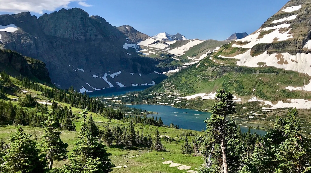 Hidden Lake Overlook is a short hike from Logan Pass, located along the Going-to-the-Sun Road in Glacier National Park. In mid-July we were hiking through snow in some areas, but it wasn’t bad. The turquoise colored water is like nothing I’ve seen before.