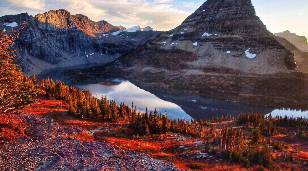 Hidden lake overlook is a relatively easy 2.7mi roundtrip hike. With somewhat of a steep grade for part of the hike, you'll cross alpine meadows via boardwalk, then climb higher via dirt trail before reaching the overlook. Pro tip: this is an incredible sunset hike. We didn't think we would have enough time before it got dark (always bring flashlights just in case!) but even after starting the hike at 6pm we got back to our car just as it got dark at 8pm. The sunset was amazing, the magic hour light unparalleled, and there were several mountain goats grazing nearby as well! #camp #hike