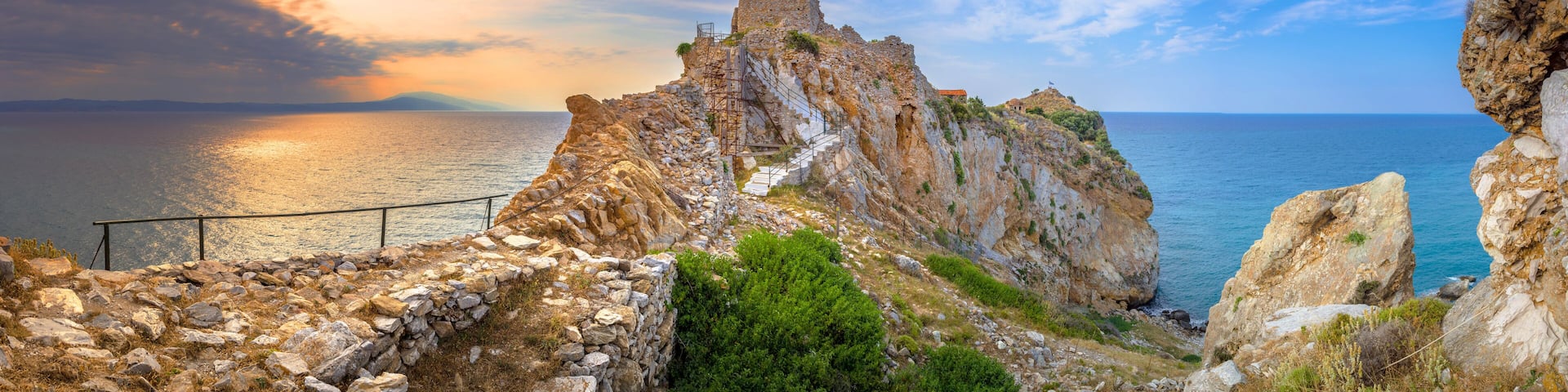 The abandoned fortress of Kastro in Skiathos island, Sporades, Greece.