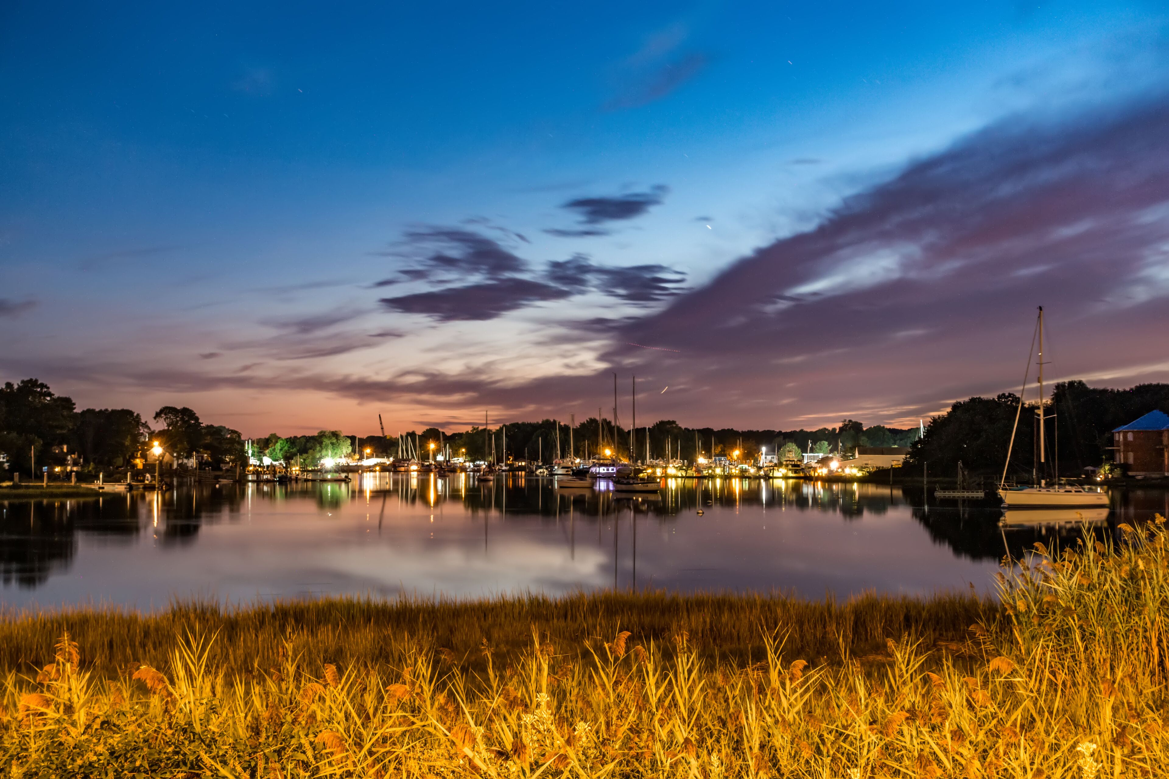 sunset over warwick cove in rhode island