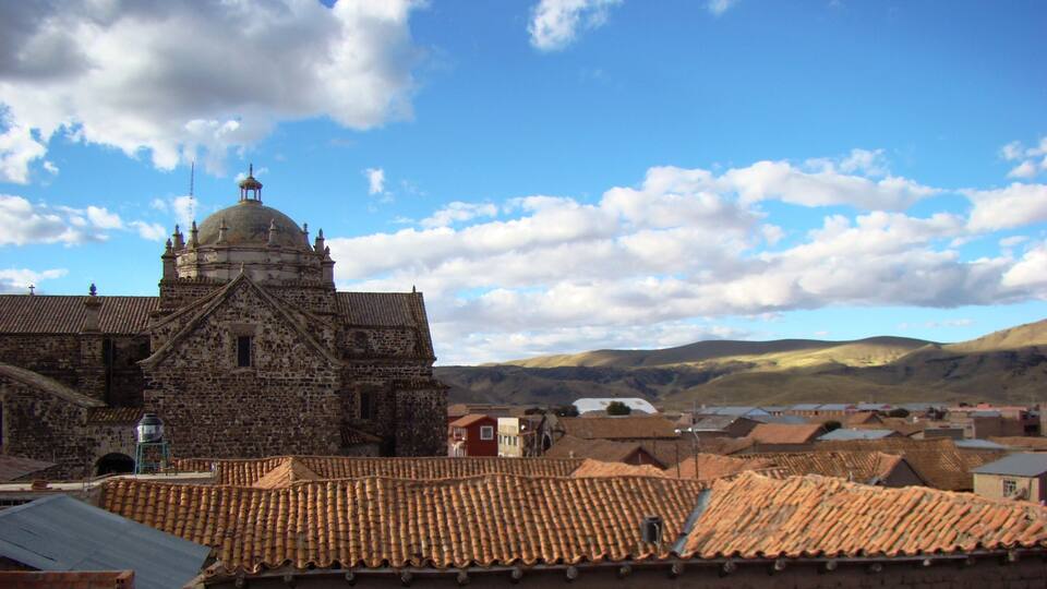 Lampa - the "pink city" - colonial style former mining city in the Altiplano of Peru, near Juliaca