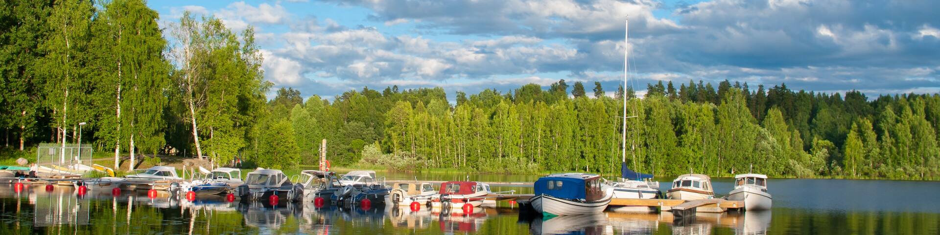 Boats on the lake in Jyvaskyla, Finland