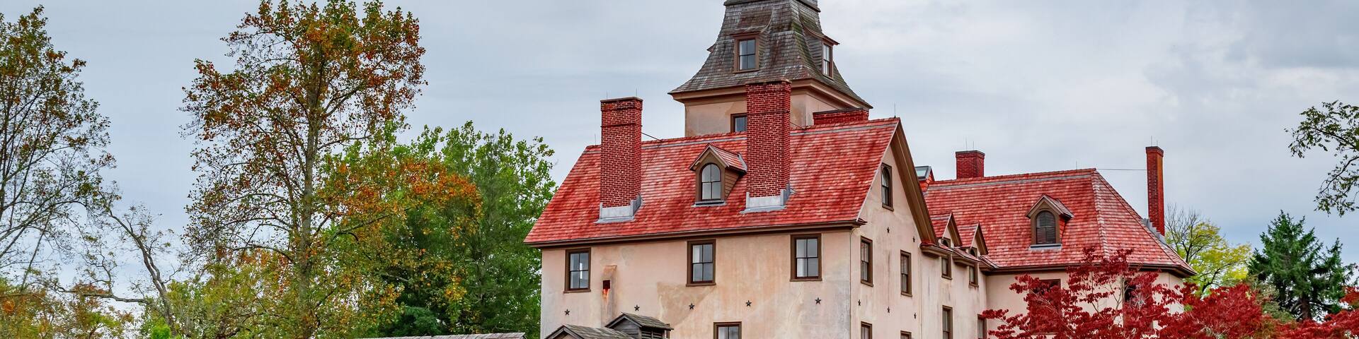 historic mansion in Batsto Village is located in Wharton State Forest in Southern New Jersey. United States.