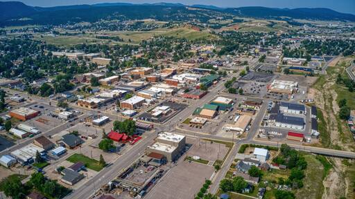 Aerial View of Sturgis, South Dakota Which hosts an annual Motorcycle Rally