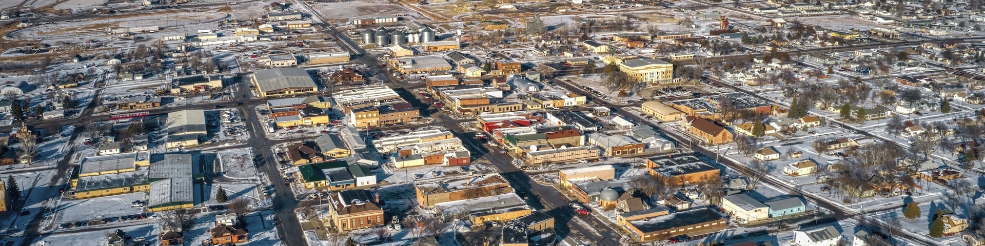 Aerial View of Winner, South Dakota in Winter