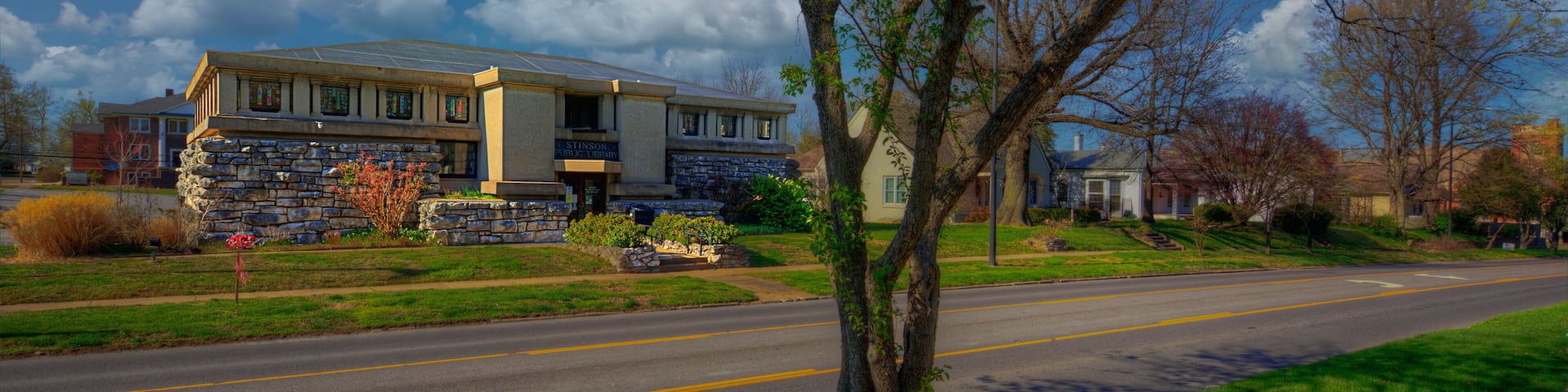 Stinson Memorial Library Anna Illinois Listed on the National Register Funded by Anna businessman Robert Burns Stinson, designed by Walter Burley Griffin who studied under Frank Lloyd Wright.