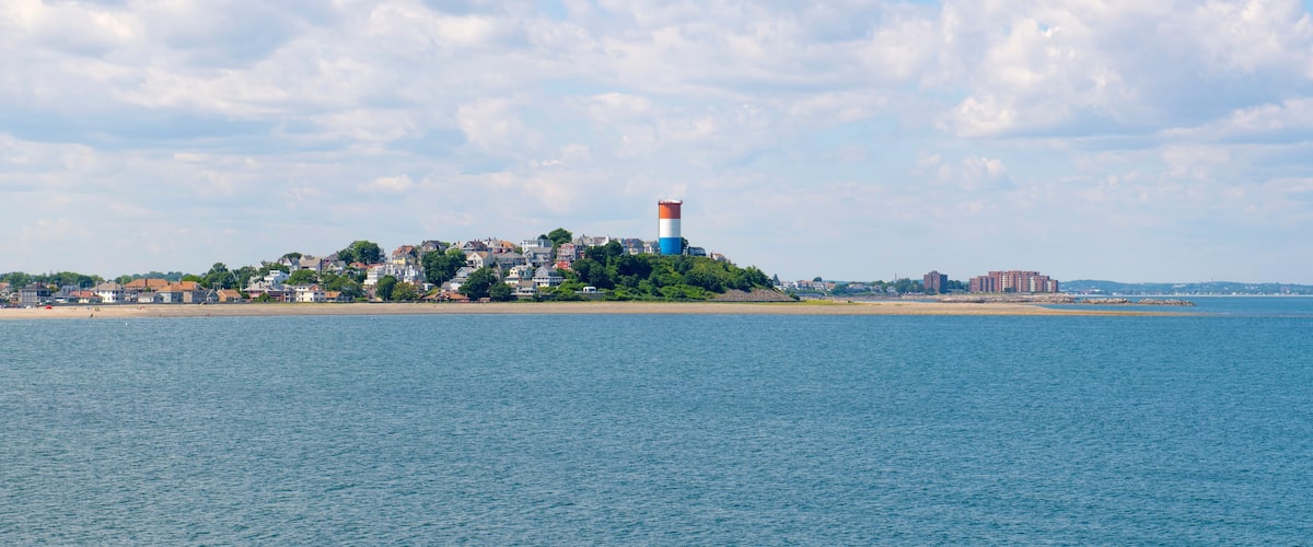 Historic Water Tower at the coast in Winthrop Head in town of Winthrop, Massachusetts MA, USA.