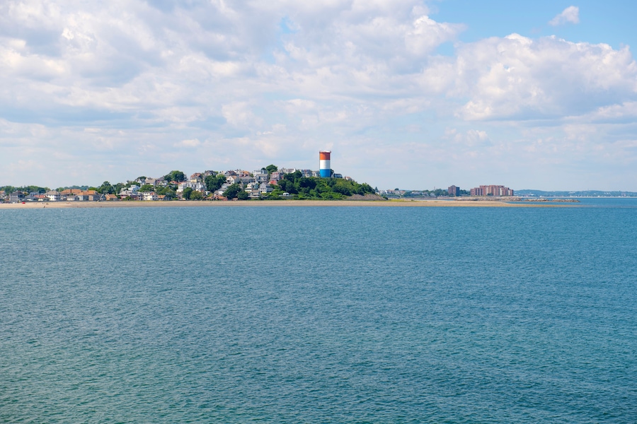 Historic Water Tower at the coast in Winthrop Head in town of Winthrop, Massachusetts MA, USA.