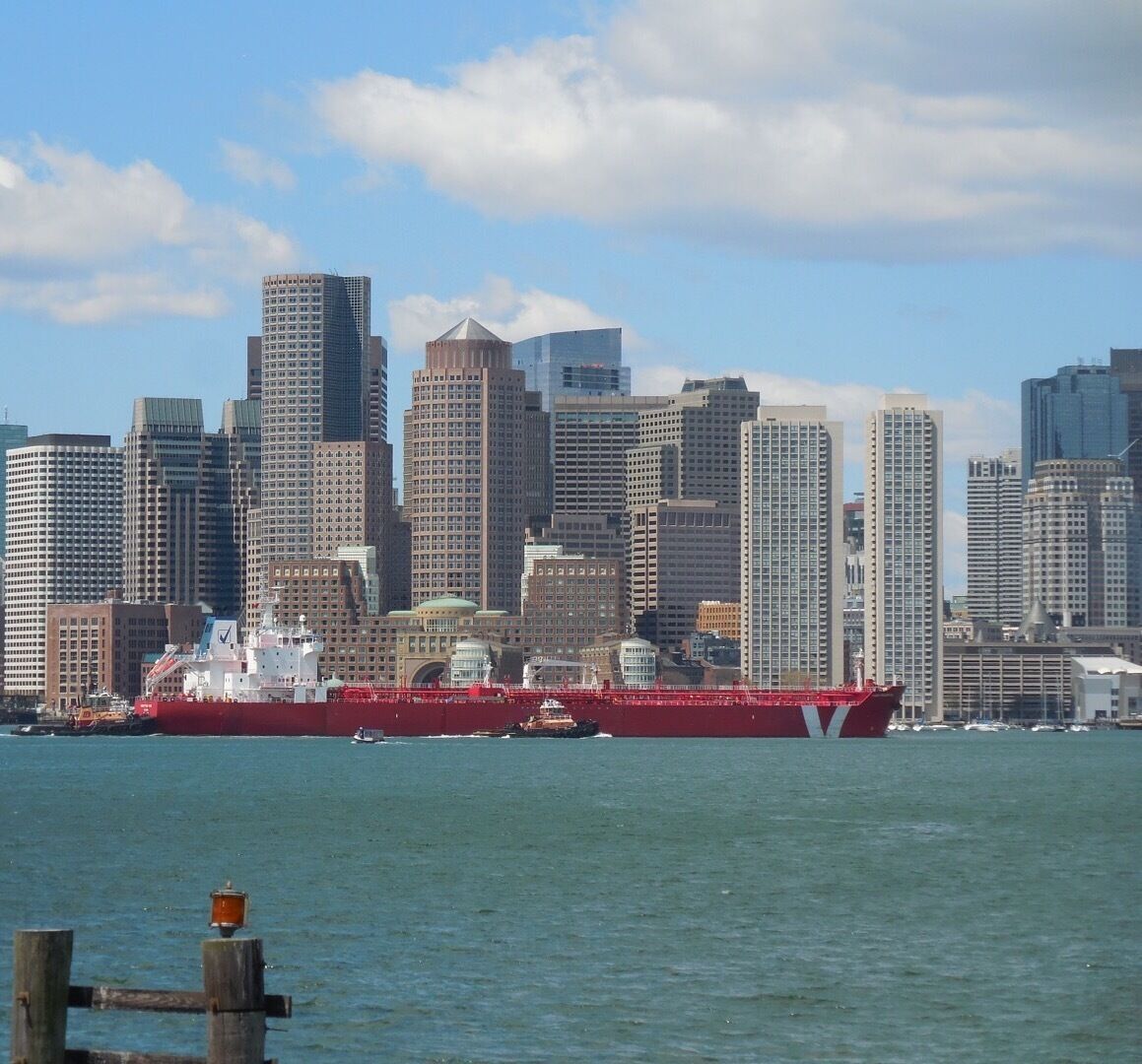 Taking the MBTA Harbor ferry from Long Wharf to Boston's Logan Airport is fast and easy, avoiding traffic and saving time.  Boston is an active seaport, as evidenced by the arrival of this tanker on it's way to the tank farms.  