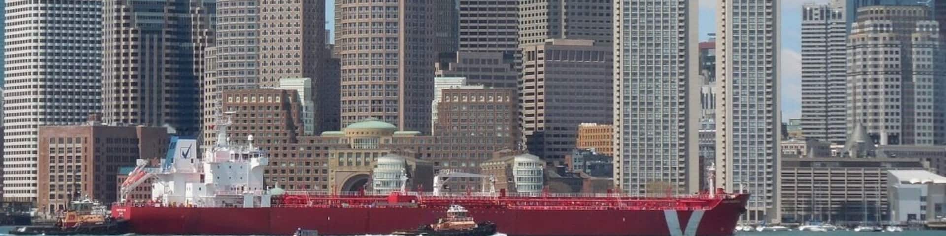 Taking the MBTA Harbor ferry from Long Wharf to Boston's Logan Airport is fast and easy, avoiding traffic and saving time. Boston is an active seaport, as evidenced by the arrival of this tanker on it's way to the tank farms.
