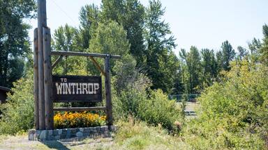 Entrance Sign to Winthrop, Washington