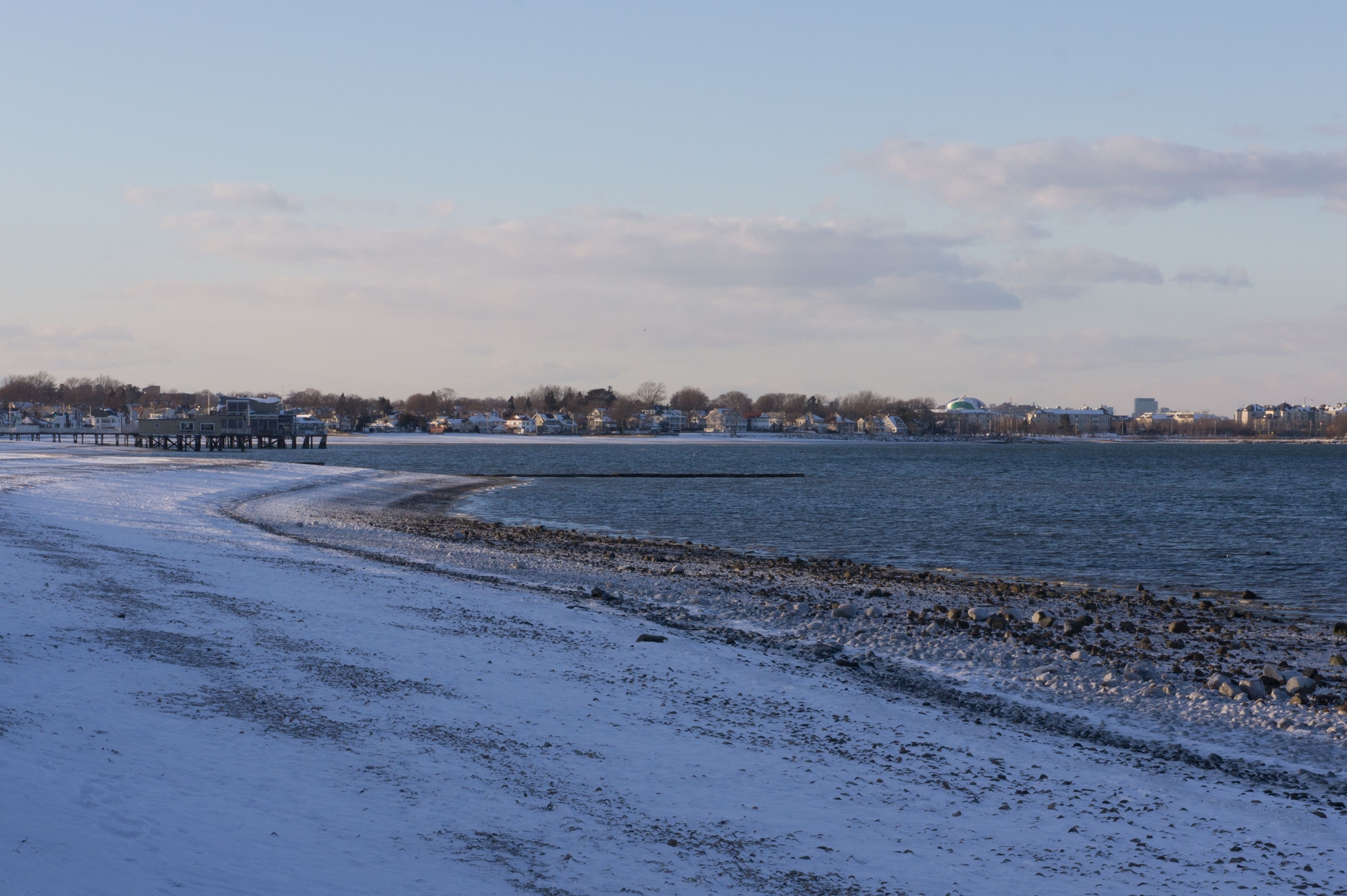 Wollaston Beach in Quincy, Ma after a snow storm
