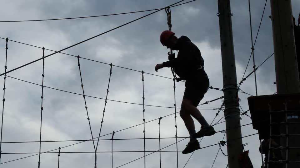 Fun and challenging ropes course about 40' off the ground... Enough to incite genuine fear. The Trover team spent 2.5 here and we all loved it. About 70$ pp.