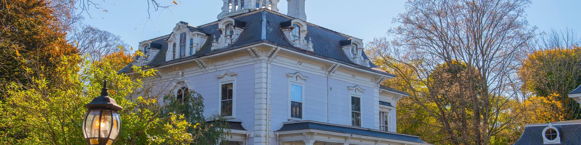 Proctor Mansion at Town Common in historic town center of Wrentham, Massachusetts MA, USA. Now this building is an inn.