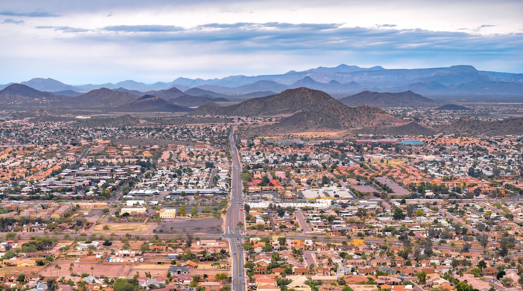 Downtown Arizona with mountains and cloudy sky