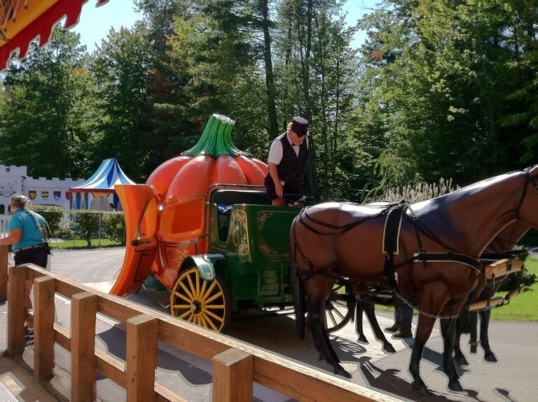 The Pumpkin Ride to Cinderella's Castle, a must for any girl under 10. Cinderella is available for pictures.