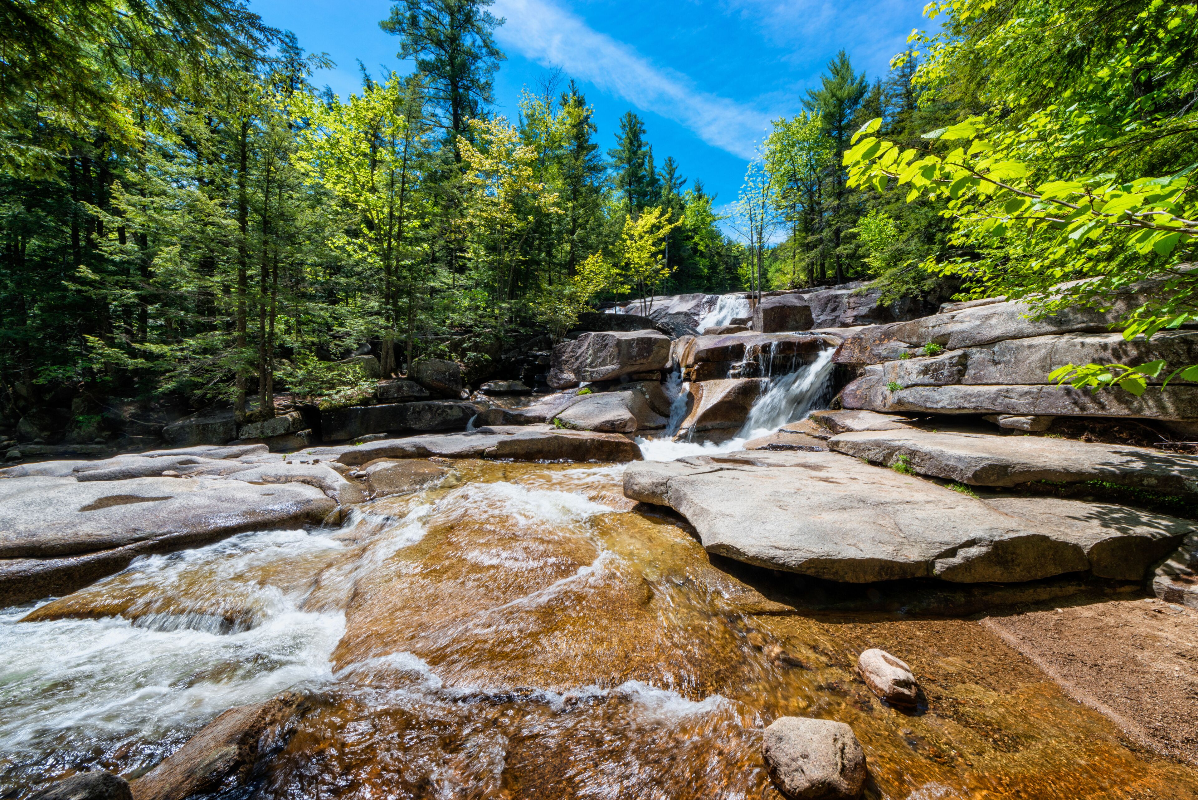 Diana's Baths, a series of small waterfalls in the White Mountains of New Hampshire, USA.