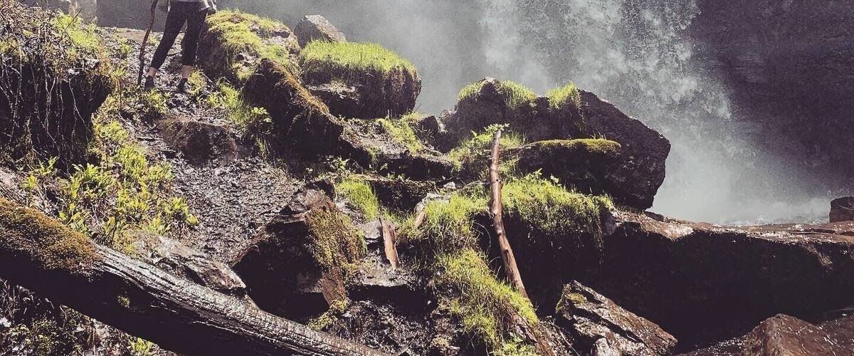 short hike to get to this waterfall but kinda steep and slippery, found a nice hiking stick to help me out