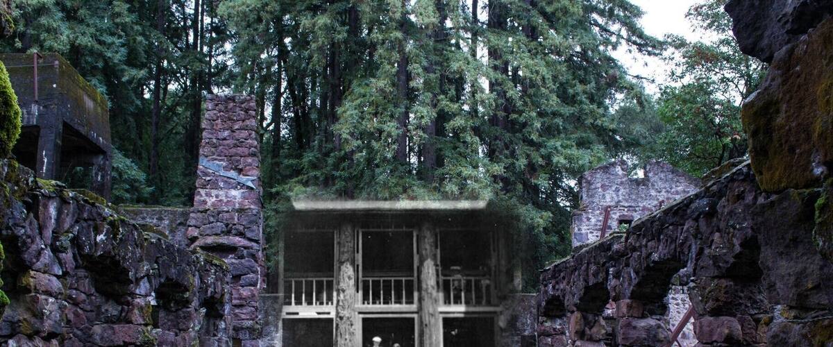 Wolf House at Jack London State Park. I blended my picture with a picture I found. Worth the slight hike.