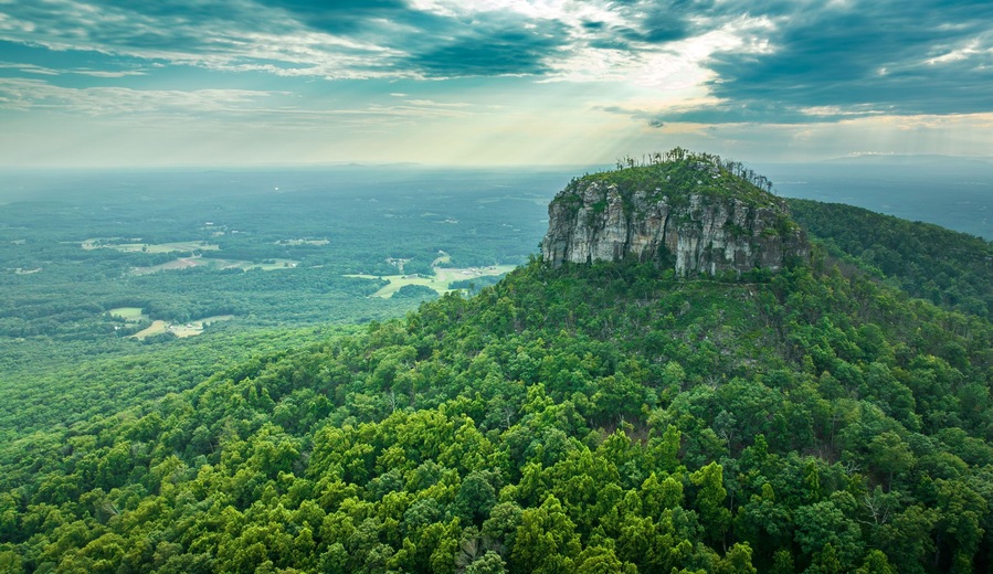 Scenic view of Pilot Mountain in North Carolina.