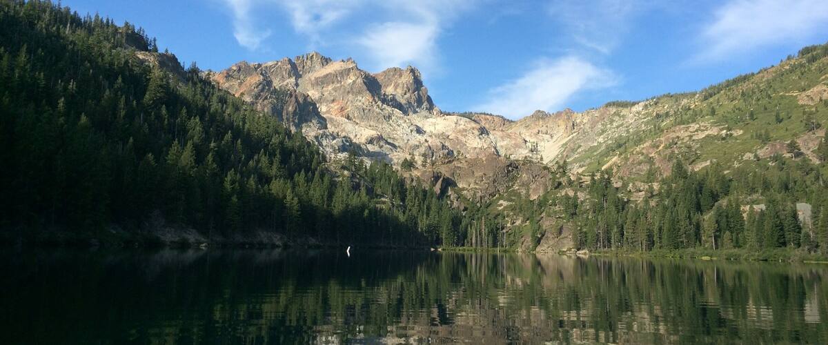 The buttes as seen from a canoe on Sardine Lake. Gorgeous at 7am.