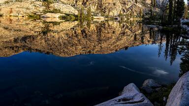 Panoramic Lake Reflection, Sierras, CA