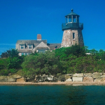 On Point Judith Pond, this is a private lighthouse built to be a functioning lighthouse by the owner but remains unlicensed.