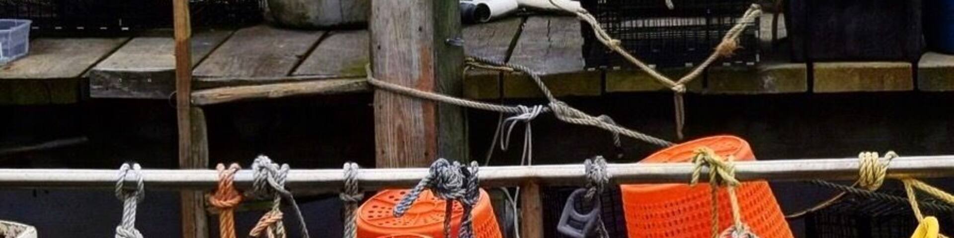 Buoys on a fishing boat in Galilee Harbor- Narragansett, Rhode Island