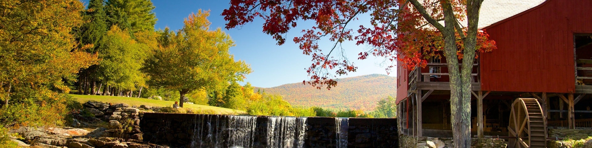 Weston showing a river or creek and autumn leaves