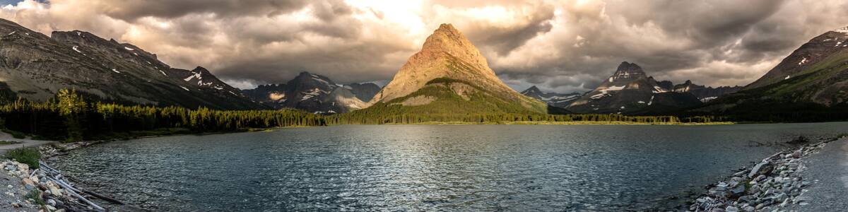 Grinnell Point Lit By Sun Panorama