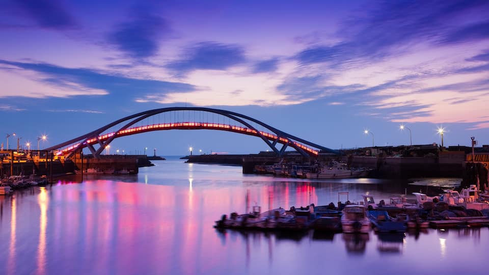 the dock bridge sunset with sky in TAIWAN, Taoyuan County