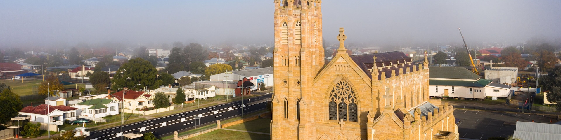 Warwick which includes heritage architecture, landscape views and a church or cathedral