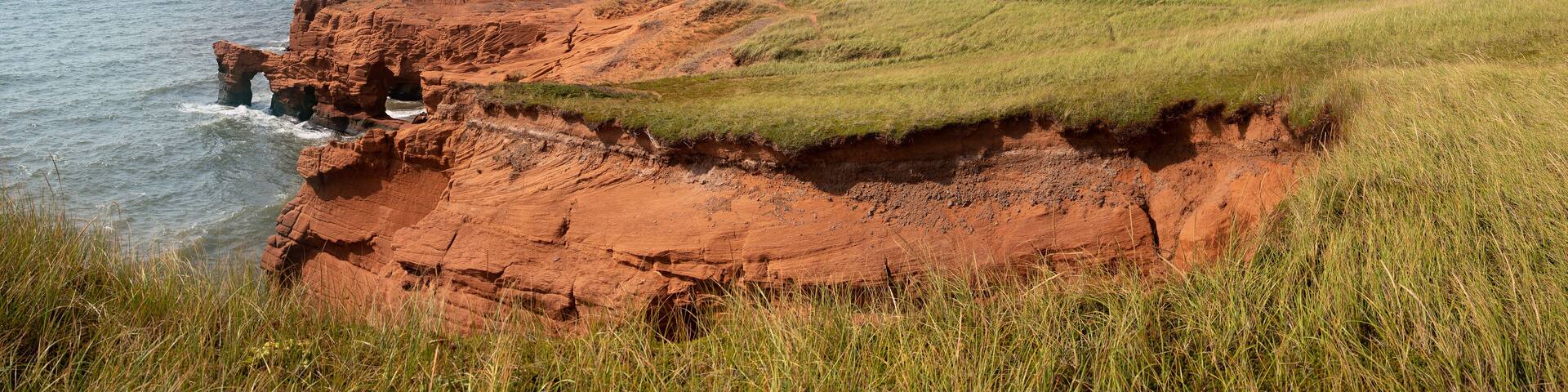 Panarama of the Borgot lighthouse of Cap aux Meules, Magdalen Islands, Canada