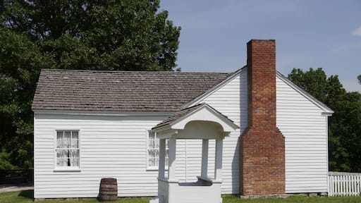 Two-story white house at Missouri Town Living History Museum in Lee's Summit, Missouri